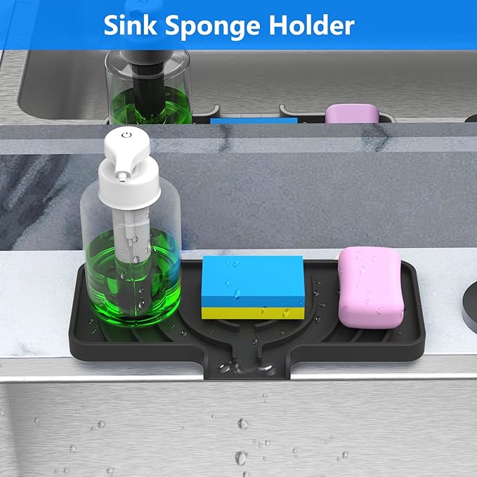 Sponge Holder for Kitchen Sink, Dish Sponge Holder & Soap Tray - Image 3