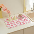 Valentines Day Dish Drying Mats 18x24 Inch Love Pink Heart Drying Mats - Image 5
