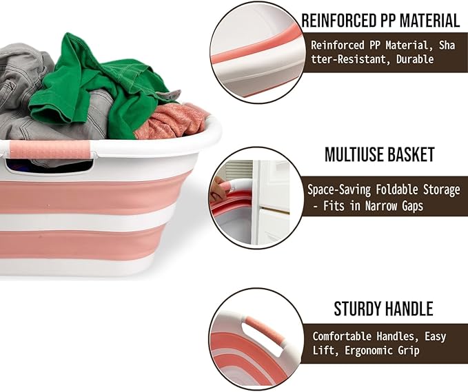 SAMMART 40L Set of 2 Collapsible Plastic Laundry Hamper - Image 4