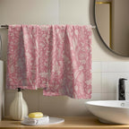 Pink Spring Floral Hand Towels for Bathroom Set of 2 Flower Leaves Vintage - Image 6