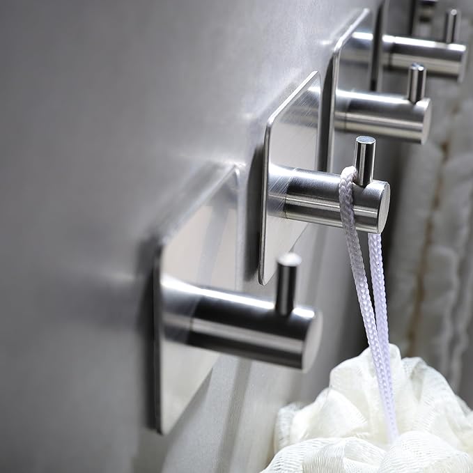 YIGII Silver Adhesive Towel Hooks - Image 4