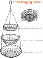 3 Tier Hanging Basket with Sturdy Metal Chain Hanging Hooks Fruit and Vegetable - Image 6