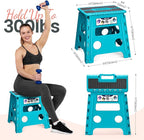 Delxo Folding Step Stool 13 Inch Non-Slip Foldable Stools for Kids & Adults Up to 300 LBS Kitchen Collapsible Fold Up Stepping Stool with Dotted 1 Pack Blue - Image 3