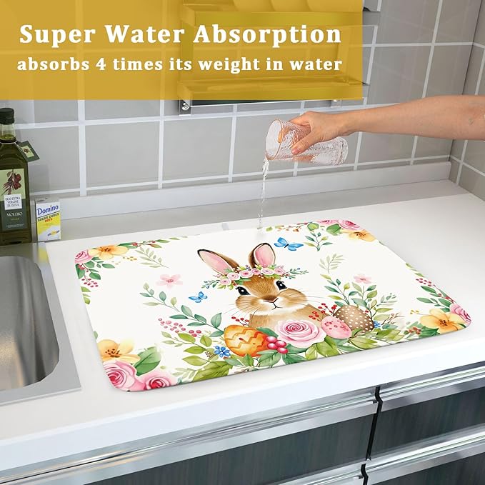 Easter Egg Bunny Dish Drying Mat 18 x 24 Inch - Image 7