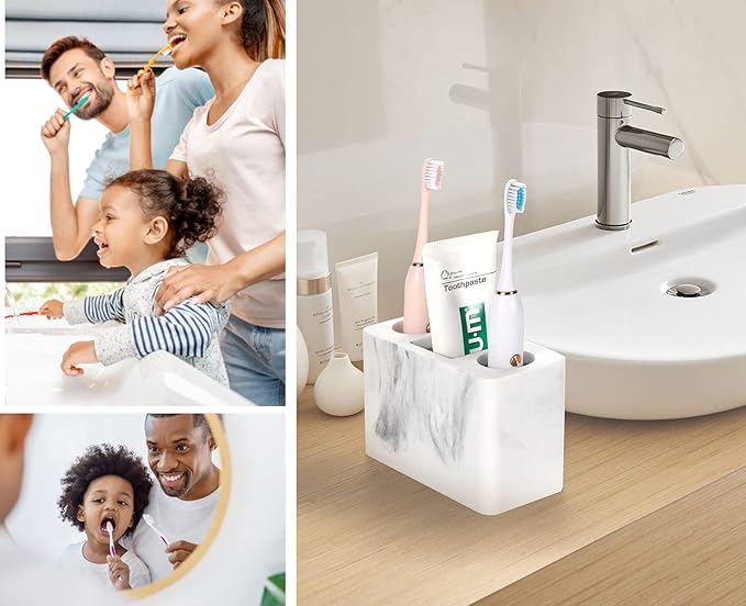 Luxspire Toothbrush Holder, 3 Slots Electric Toothbrush and Toothpaste Holder - Image 4