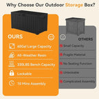 NEWBULIG 60 Gallon Deck Box, Waterproof Outdoor Storage Box with Lockable Lid, Patio Furniture Bench & Side Table, Outside Storage Container, Tool-Free Assembly, for Garden, Pool, Black - Image 6