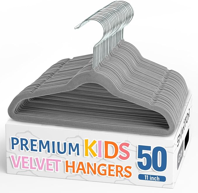 Smartor Premium 11 Inch Baby Hangers 50 Pack, Non Slip, Space Saving Felt by Smartor