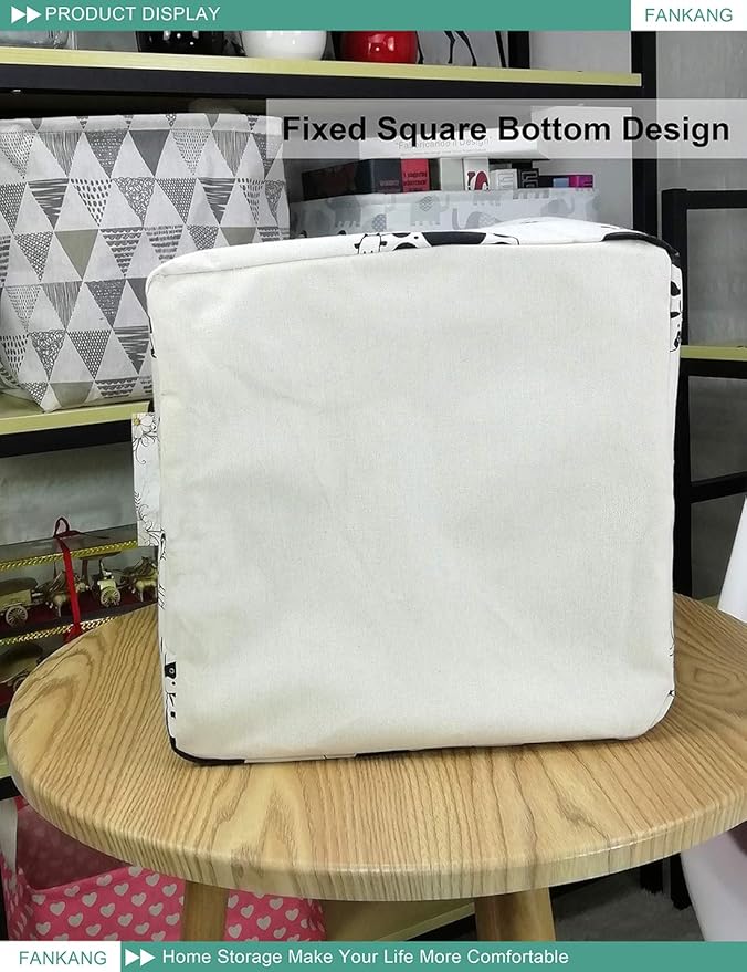 FANKANG Square Nursery Hamper Storage Bins Canvas Laundry Basket Foldable - Image 6