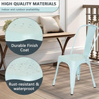 FDW | Set of 4 Metal Dining Chairs | Blue | Stackable Tolix Side Chairs with Backrest | Scratch-Resistant | Non-Slip Feet | Indoor/Outdoor Use | 330 lbs Capacity | Ideal for Kitchen & Restaurant - Image 7