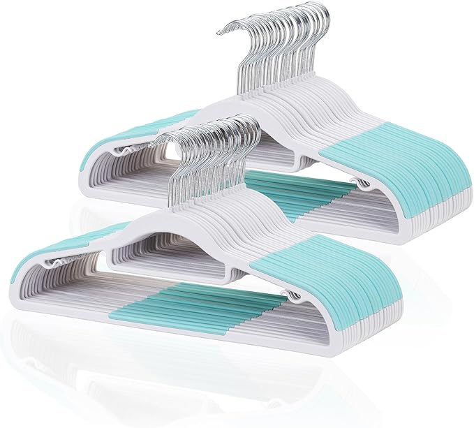 Pack of 50 Coat Hangers, Space-Saving Plastic Clothes Hangers, 0.2 Inches Slim by TonswachicHangersSpaceSaver