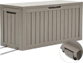 YITAHOME 72 Gallon Outdoor Resin Deck Box with Wheels, Pool Storage Box for Outdoor Cushions, Sports Equipment, Garden Tools, Light Brown by YITAHOME