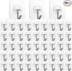 100 Pack Adhesive Hooks Wall Hooks 24lb Heavy Duty Self Adhesive Hooks by KAKAMINA
