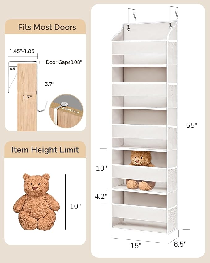 ULG 2 Pack 5-tier Over the Door Organizer Beige - Image 2