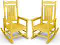 KINGYES Outdoor Rocking Chair Set of 2, High Density Polyethylene Patio Rocking Chairs with 330lbs Support for Adults, Yellow by KINGYES