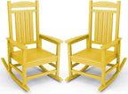 KINGYES Outdoor Rocking Chair Set of 2, High Density Polyethylene Patio Rocking Chairs with 330lbs Support for Adults, Yellow by KINGYES