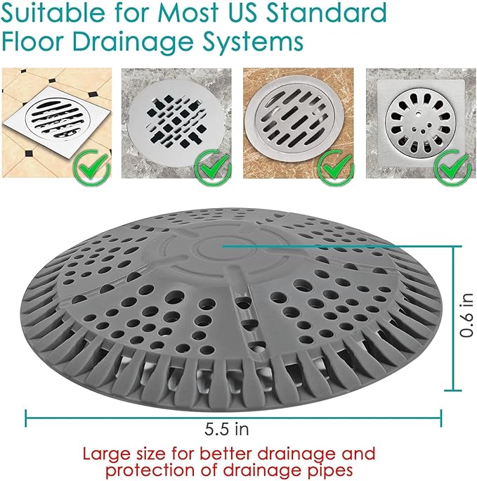 Shower Drain Hair Catcher, 5.5in Shower Hair Catcher Large Premium Silicone - Image 3