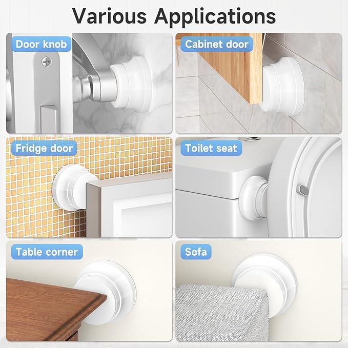 4PC Door Stoppers for Wall, 1.65 x 0.9 Inch Door Knob Wall Protector - Image 7