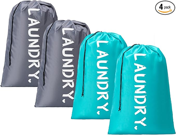 4 Pack XL Travel Laundry Bag, Machine Washable Dirty Clothes Organizer by Unknown