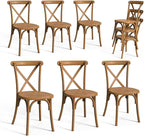 VINGLI Plastic Outdoor Dining Chairs Set of 6, Stackable Patio Farmhouse Brown Dining Chairs with X Back, Waterproof Kitchen & Dining Room Chairs for Indoor-Outdoor, Capacity 400 lbs by VINGLI