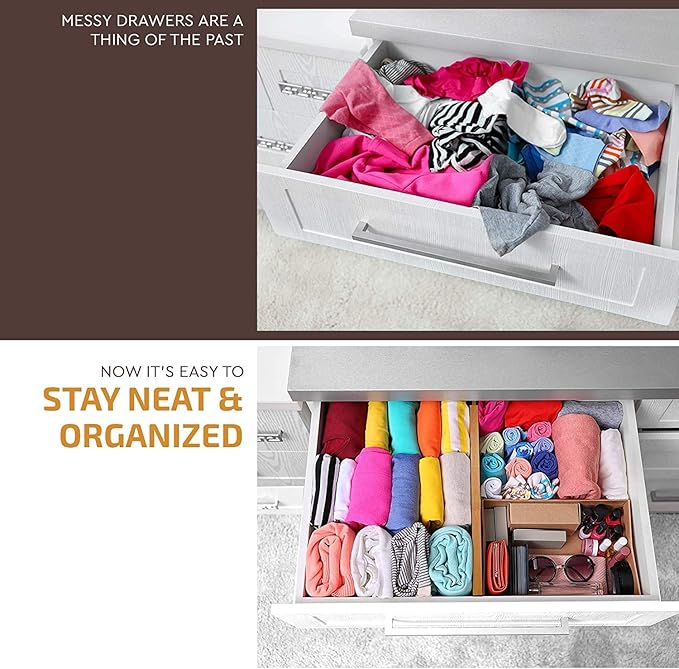 6 Pack Bamboo Drawer Dividers - Image 5