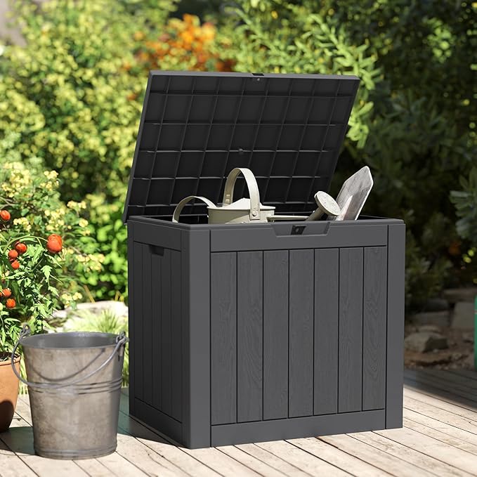 Sweetcrispy Deck Box with 31 Gallon Capacity, Weatherproof Resin Lockable Outdoor Storage for Secure Package Deliveries and Indoor Storage in Garden or Patio, Backyard - Image 7