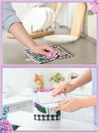 Bencailor 4 Pcs Spring Hydrangea Kitchen Towels Farmhouse Purple Floral Hand - Image 2