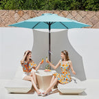JEAREY 7.5FT Patio Umbrella Outdoor Market Umbrella with 6 Sturdy Ribs, Push Button Tilt/Crank Table Umbrella for Garden, Deck, Backyard and Pool, Baby Blue - Image 2