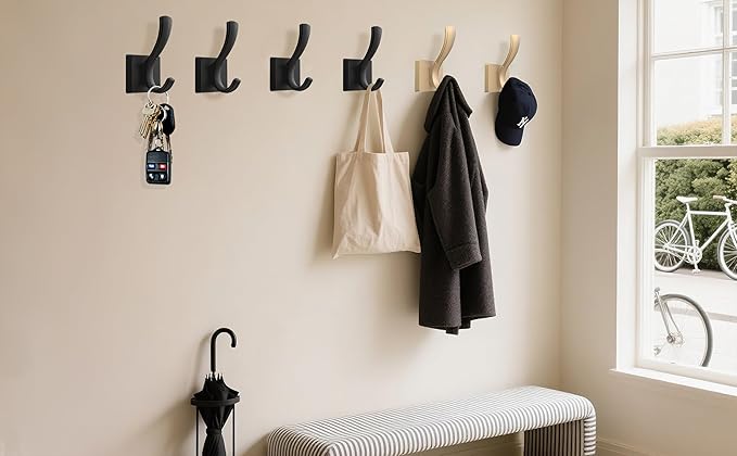 Gold Towel Hooks for Wall, Heavy Duty Thick Metal Bathroom Coat Hooks for - Image 7