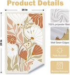 Abstract Boho Beige and White Floral Kitchen Towels Set of 2, 70s Retro Groovy - Image 6