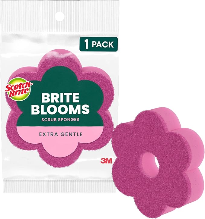 Scotch-Brite Brite Blooms Extra Gentle Scrub Sponge, Dishwasher-Safe Kitchen by Scotch-Brite