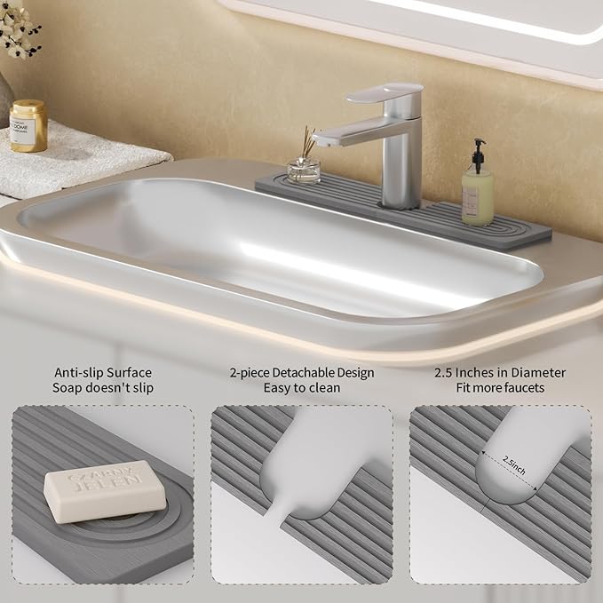 Faucet Mat for Kitchen Sink, Diatomite Stone Drying Sink Protectors, Bathroom - Image 4