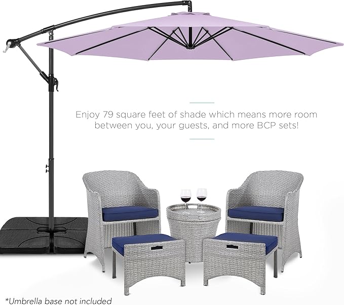 Best Choice Products 10ft Offset Cantilever Hanging Market Patio Umbrella, 8 Sturdy Ribs, Easy Adjustment - Lavender - Image 2
