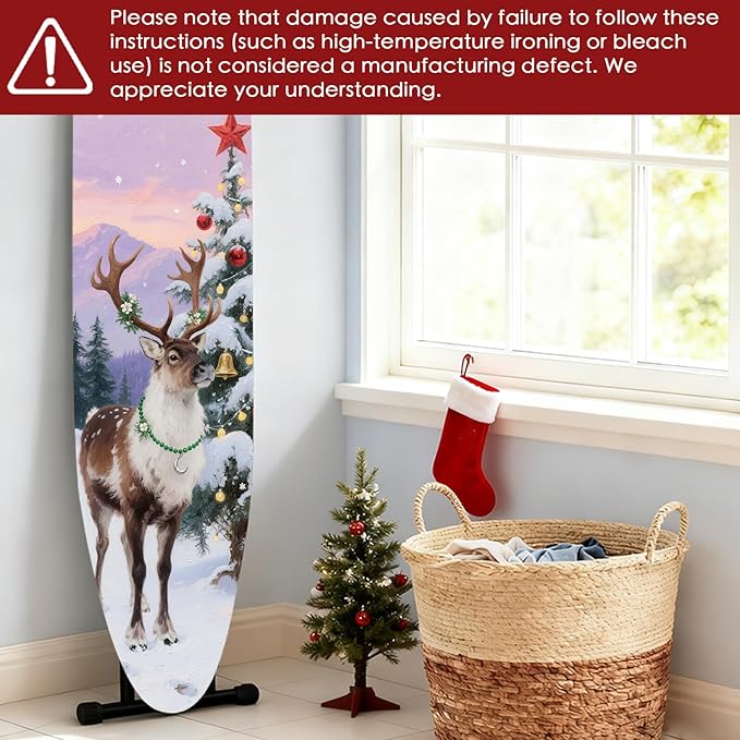 Nuxovilar Ironing Board Cover Winter Deer by Tree Pattern Polyester 15x54 Inches - Image 6