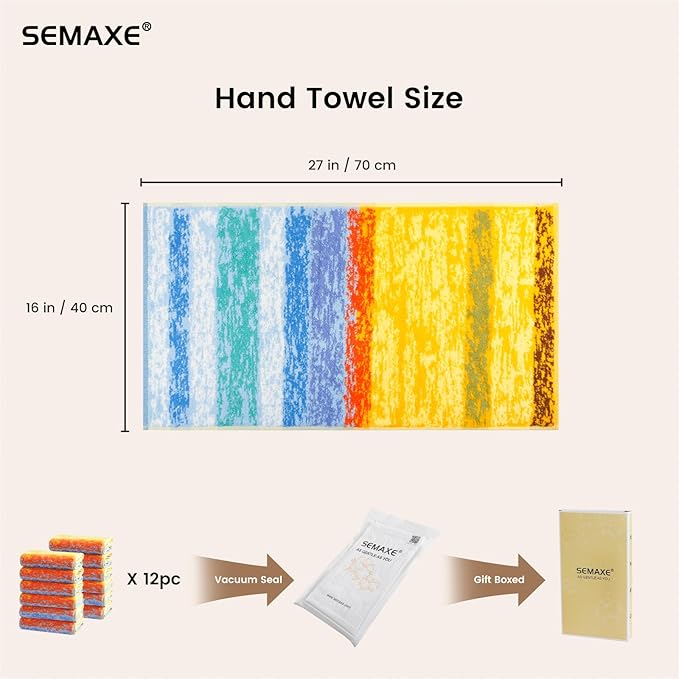 SEMAXE 12 Pack Hand Towels for Bathroom, 100% Cotton Towels - Image 2