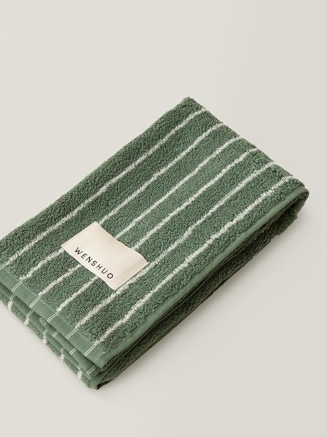 WENSHUO Frosted Pines-Striped Pure Cotton Hand Towel, 100% Combed Cotton by WENSHUO