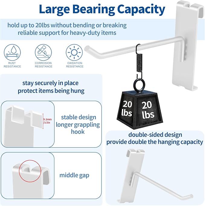 20Pcs Gridwall Hooks, Metal Grid Panel Hanging Peg Hooks, Grid Wall Accessory - Image 4