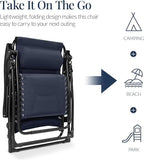 Best Choice Products Oversized Padded Zero Gravity Chair, Folding Outdoor Patio Recliner, XL Anti Gravity Lounger for Backyard w/Headrest, Cup Holder, Side Tray, Polyester Mesh - Navy Blue - Image 5