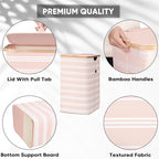 BALEINE Laundry Hamper with Lid, Tall Laundry Baskets with Bamboo Pull Handles - Image 3