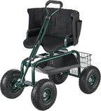 VEVOR Garden Seat with Wheels, Rolling Garden Stool with Height Adjustable & 360° Swivel Seat, 400lbs Weight Capacity, Gardening Cart Bench, Ergonomic Backrest & Tool Storage, for Yard, Patio - Image 9