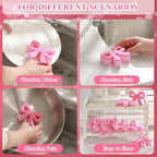 Tioncy 12 Pack Pink Bow Kitchen Sponges Bulk Pink Coquette Dual Sided - Image 4