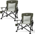 EVER ADVANCED Oversized Folding Camping Chair, for Adults Heavy Duty Lawn Chair with Side Pockets, Portable Collapsible Quad Chair for Outside, Support Up to 500lbs, Green 2Pack by EVERADVANCED