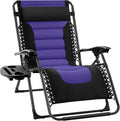 Best Choice Products Oversized Padded Zero Gravity Chair, Folding Outdoor Patio Recliner, XL Anti Gravity Lounger for Backyard w/Headrest, Cup Holder, Side Tray, Polyester Mesh - Black/Purple by BestChoiceProducts