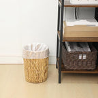 Wicker Waste Basket, Handwoven Water Hyacinth Trash Can Small Bathroom Trash - Image 4