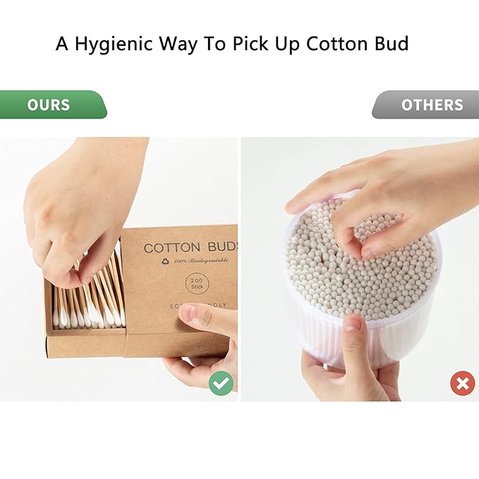 Bamboo Cotton Swabs With Wooden Sticks - Image 2