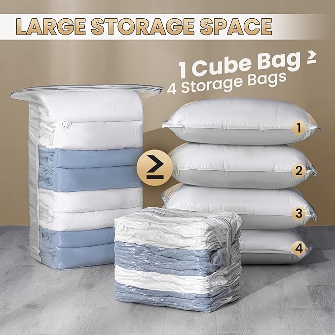TAILI 8 Pack Vacuum Storage Bags, Cube Space Saver Bags Combo, Vacuum Seal Bags - Image 4
