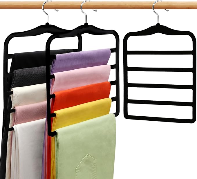 Closet Organizers and Storage, 3 Pack Velvet Pants-Hangers-Space-Saving by SHUKEEKA