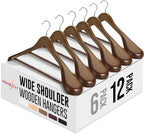 HOUSE DAY Wide Shoulder Wooden Hangers 12 Pack, Wood Suit Hangers by HOUSEDAY