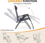 NEWBULIG Zero Gravity Chair Set of 2, Lounge Chair Folding Portable Adjustable Camping Reclining Chairs with Adjustable Pollow, Mesh Back, Cup Holder Trays Lawn Patio Chair for Pool Beach - Blue - Image 6