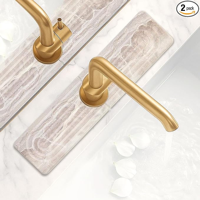 Small Diatomite Kitchen Sink Faucet Mat Water Absorbing Stone Tray Quick Drying by Deceram