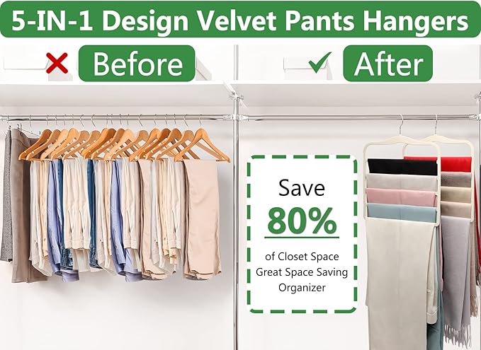 Pants Hangers Space Saving, Organization and Storage - Image 2
